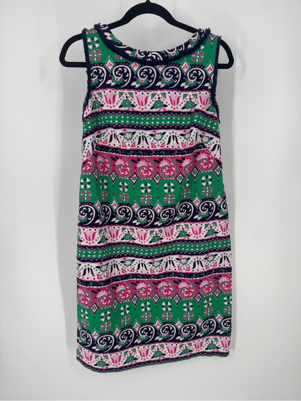 Talbots Green & Pink Sleeveless Patterned Shift Dress